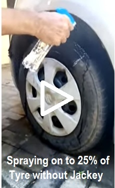 Spraying Tyre Spray on to 25% of Tyre Video